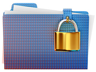 Image showing blue folder with golden hinged lock