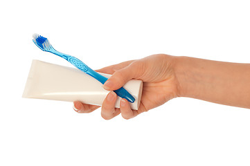 Image showing Toothpaste and toothbrush