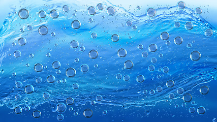 Image showing motion blue water drops in the rain