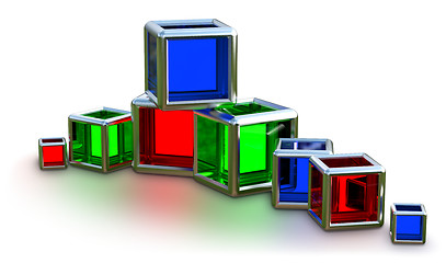 Image showing glass cubes in a metal frame