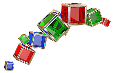 Image showing glass cubes in a metal frame