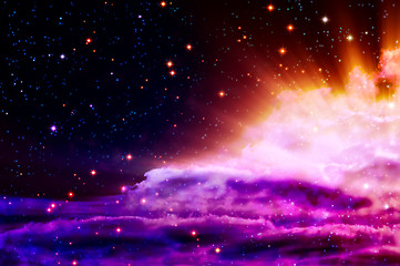 Image showing birth of a new blue and magenta nebula