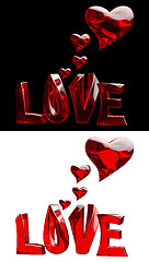 Image showing set of word LOVE with hearts