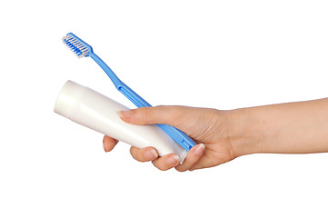 Image showing Toothpaste and toothbrush