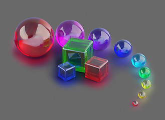 Image showing glass cubes and colorful marble balls