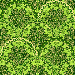 Image showing Green-yellow vintage seamless pattern