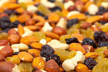 Image showing background of mixture of nuts and raisins