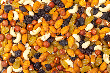 Image showing background of mixture of nuts and raisins