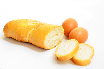 Image showing French Baguette with eggs