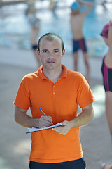 Image showing happy childrens at swimming pool