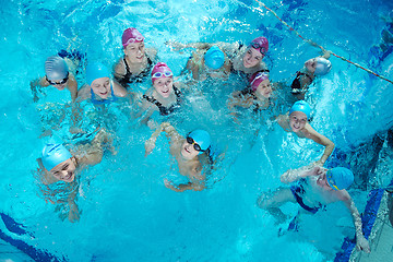 Image showing happy childrens at swimming pool