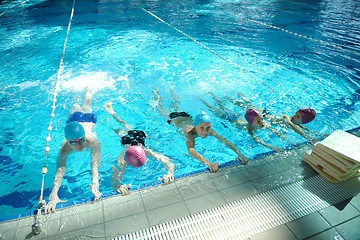 Image showing happy childrens at swimming pool