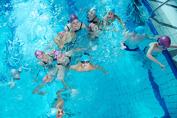 Image showing happy childrens at swimming pool