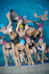 Image showing happy childrens at swimming pool