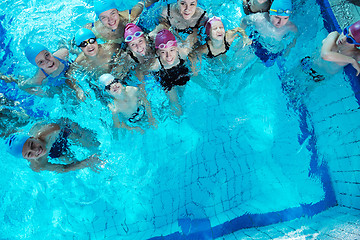 Image showing happy childrens at swimming pool