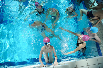 Image showing happy childrens at swimming pool