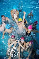 Image showing happy childrens at swimming pool