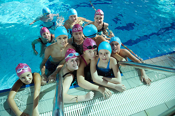 Image showing happy childrens at swimming pool