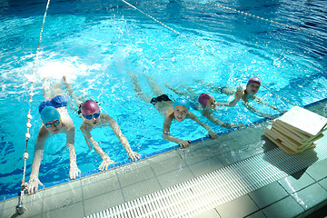 Image showing happy childrens at swimming pool