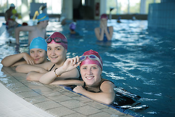 Image showing happy childrens at swimming pool