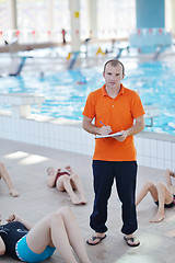 Image showing happy childrens at swimming pool