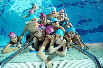 Image showing happy childrens at swimming pool