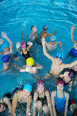 Image showing happy childrens at swimming pool