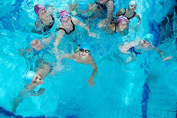 Image showing happy childrens at swimming pool