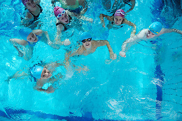 Image showing happy childrens at swimming pool