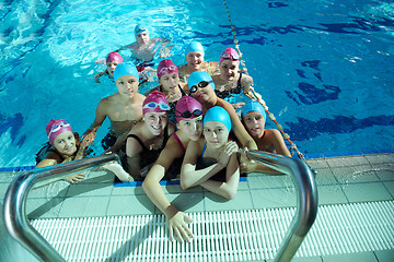 Image showing happy childrens at swimming pool