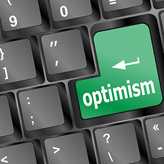 Image showing optimism button on the keyboard close-up