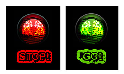 Image showing Red and green traffic light
