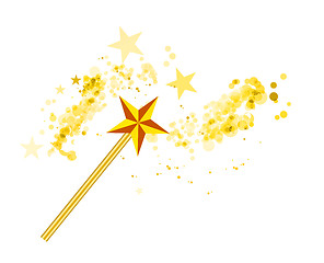 Image showing Magic wand with magic stars on white