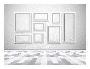 Image showing Interior picture frames on white wall