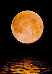 Image showing Full moon reflected in water