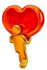 Image showing golden man with red heart