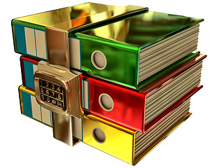 Image showing three colored folders with electronic lock