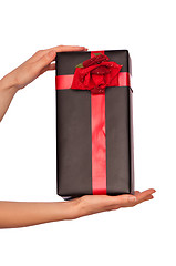 Image showing gift with red rose