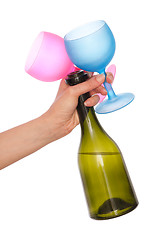 Image showing colored wine glasses for cocktails for party