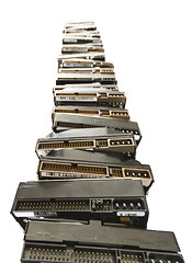 Image showing high stack of used hard drives