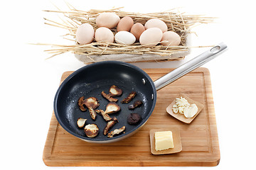 Image showing ingredients for mushroom omelette