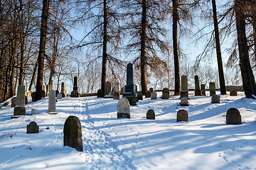 Image showing forgotten and unkempt Jewish cemetery with the strangers