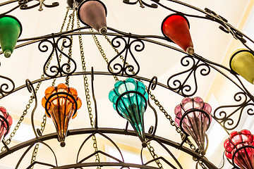 Image showing Beautiful multi-colored chandelier