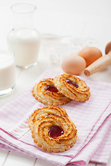 Image showing Christmas cookies with glass of milk