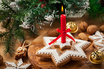 Image showing Homemade gingerbread candle for Christmas