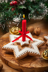 Image showing Homemade gingerbread candle for Christmas