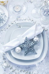 Image showing Place setting in silver for Christmas