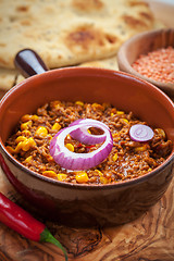 Image showing Mexican chilli con Carne with red lentils