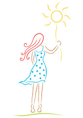 Image showing Woman with sun