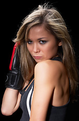 Image showing Pretty girl with boxing gloves